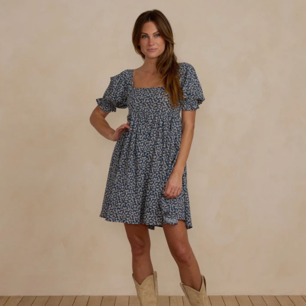 RYLEE + CRU Naomi Dress Blue Floral